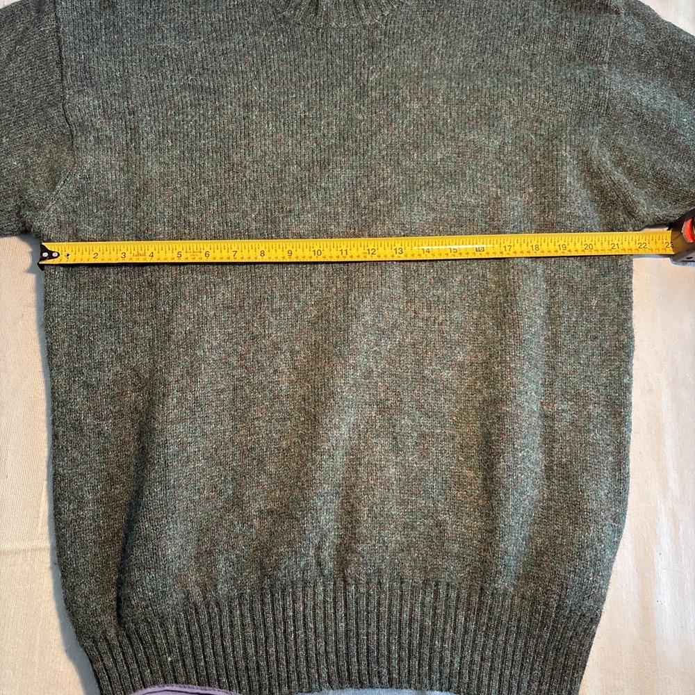 Pendleton Mens L Shetland Wool Crewneck Sweater Green Heather Knit Pullover - Picture 7 of 9
